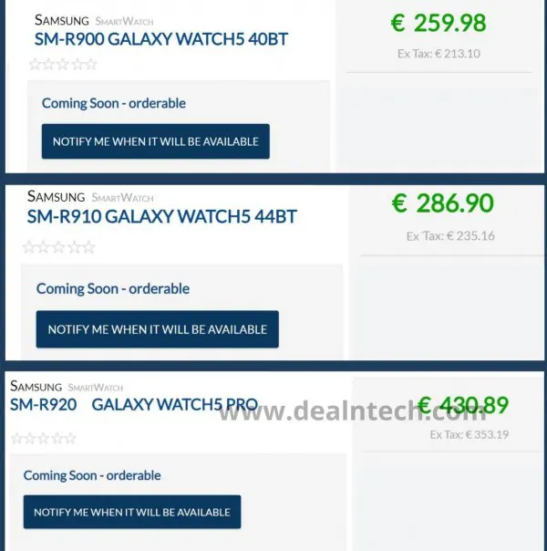 قیمت ساعت سامسونگ Watch 5 و Watch 5 Pro مشخص شد