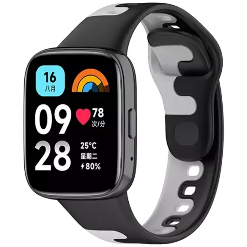بند سیلیکونی ساعت هوشمند Redmi Watch 3 Lite/Active - مشکی خاکستری