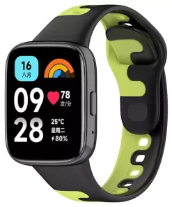 بند سیلیکونی ساعت هوشمند Redmi Watch 3 Lite/Active - مشکی سبز