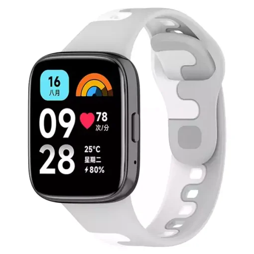 بند سیلیکونی ساعت هوشمند Redmi Watch 3 Lite/Active - خاکستری سفید