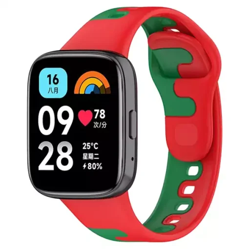 بند سیلیکونی ساعت هوشمند Redmi Watch 3 Lite/Active - قرمز سبز