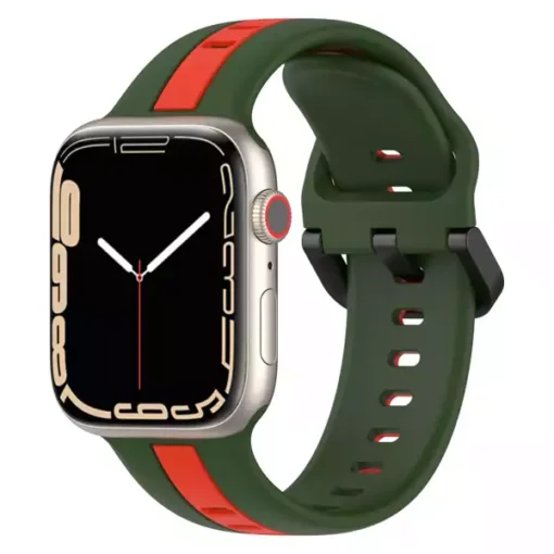 بند سیلیکونی اپل واچ طرح دو رنگ - سبز قرمز