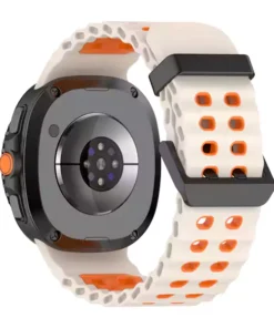 Samsung Galaxy Watch 8 Marine Cream Black بند سیلیکونی گلکسی واچ 8 سامسونگ طرح Marine - کرم نارنجی