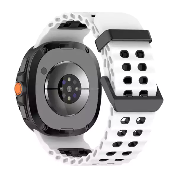 Samsung Galaxy Watch 8 Marine White Black بند سیلیکونی گلکسی واچ 8 سامسونگ طرح Marine - سفید مشکی