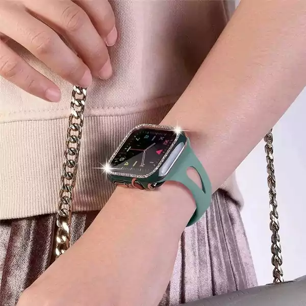 Apple Watch Seri 10 11 12 Bumper Shine 5 گارد نگین دار اپل واچ سری 10-11-12 سایز 42 و 46 - تصویر تزئینی