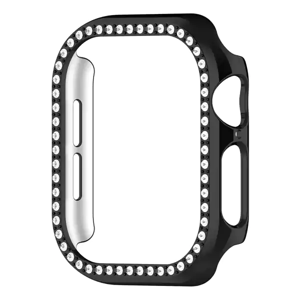 Apple Watch Seri 10 11 12 Bumper Shine Black گارد نگین دار اپل واچ سری 10-11-12 سایز 42 و 46 - مشکی