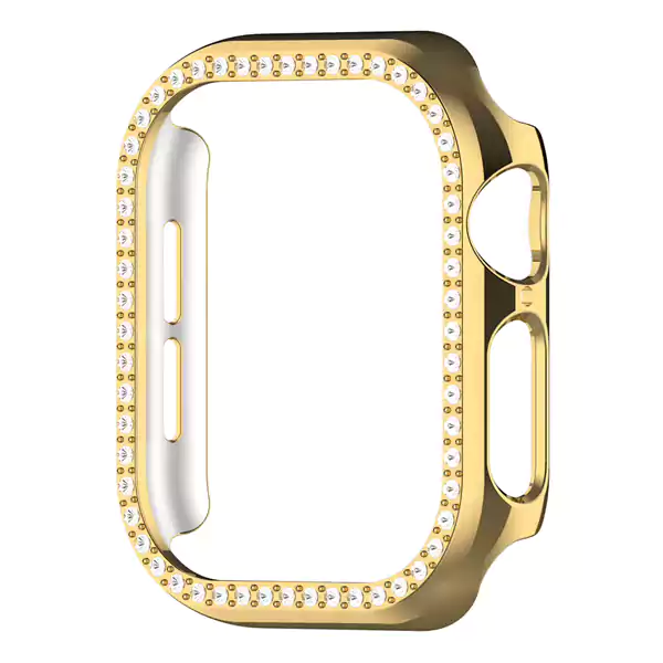 Apple Watch Seri 10 11 12 Bumper Shine Gold گارد نگین دار اپل واچ سری 10-11-12 سایز 42 و 46 - طلایی