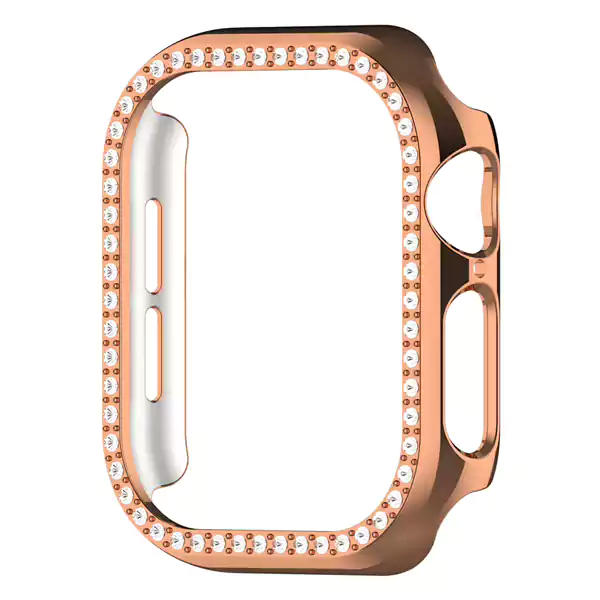 Apple Watch Seri 10 11 12 Bumper Shine RoseGold گارد نگین دار اپل واچ سری 10-11-12 سایز 42 و 46 - رزگلد